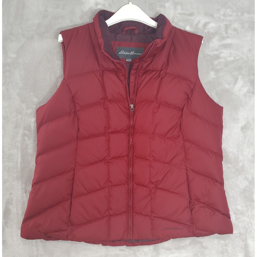 Eddie Bauer Down Vest Womens 2XL Red EB650 Quilted Puffer Outdoor Gorpcore Ski